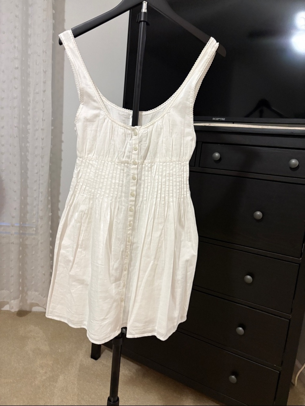 Nordstrom White Button-Front Mini Dress